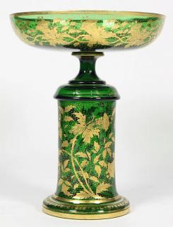 Appraisal: Moser green and gilt decorated centerbowl having gilt floral decoration