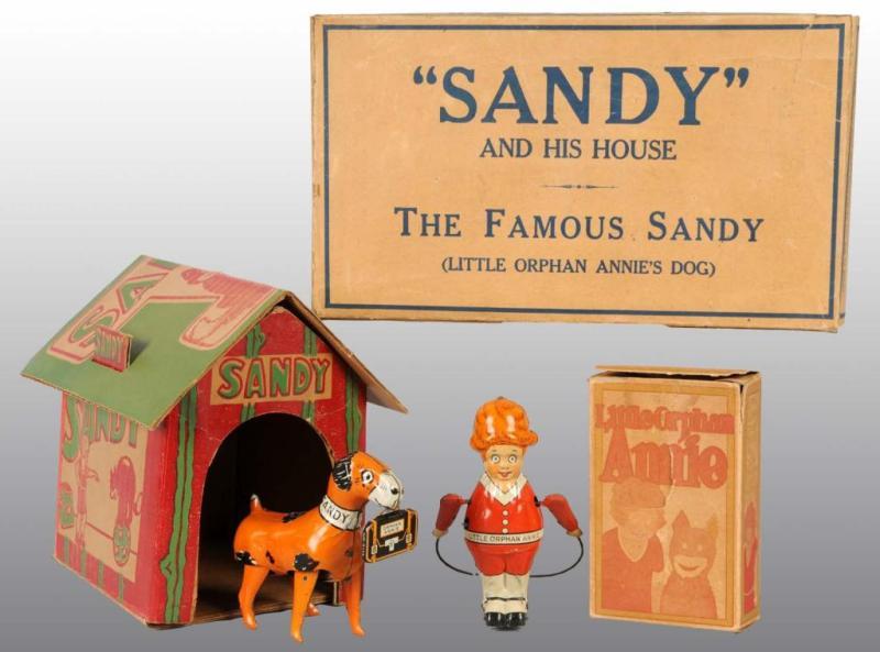 Appraisal: Little Orphan Annie Sandy Toys in Orig Boxes Description Tin