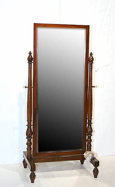 Appraisal: A Classical style mahogany cheval mirror th century height ft