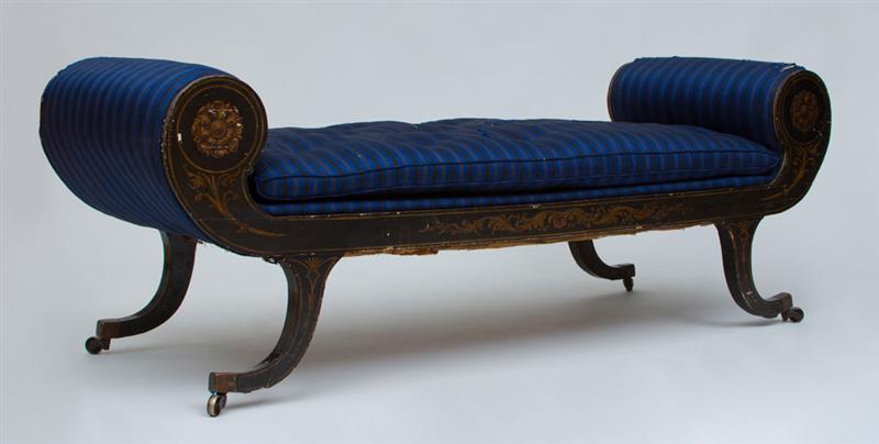 Appraisal: REGENCY PARCEL-GILT AND BLACK-JAPANNED DAYBED x x in Estimate -