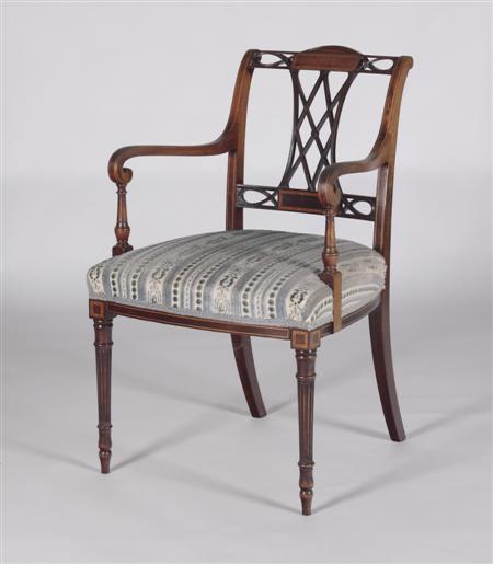 Appraisal: An early th century mahogany inlaid arm chair In the