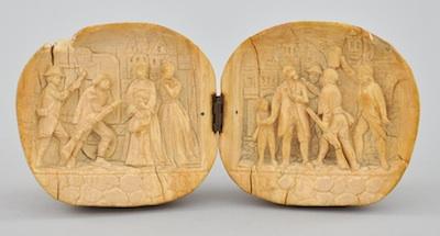 Appraisal: An Interesting European Carved Ivory Diptych A carved ivory hinged