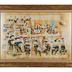 Appraisal: George Schreiber American - Untitled Orchestra watercolor signed and dated