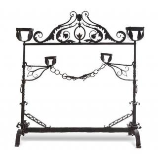 Appraisal: An English Wrought Iron Fireplace Screen th century worked throughout