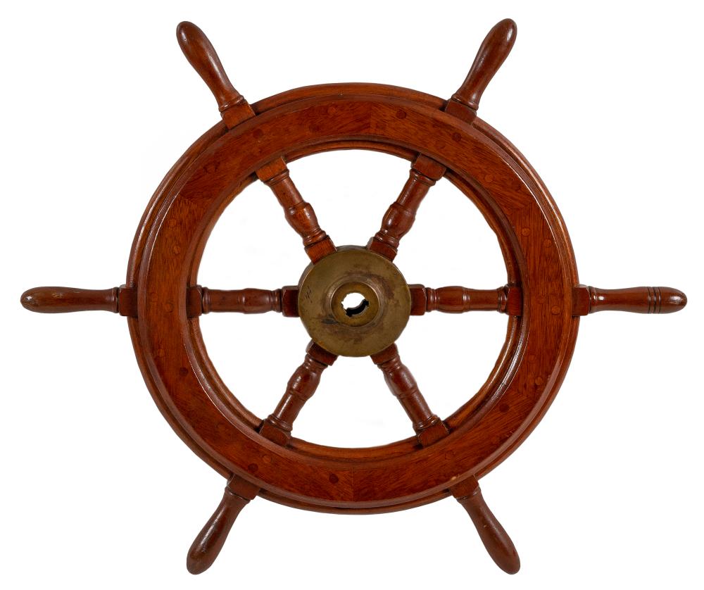 Appraisal: SIX-SPOKE YACHT'S WHEEL EARLY TH CENTURY DIAMETER SIX-SPOKE YACHT'S WHEEL