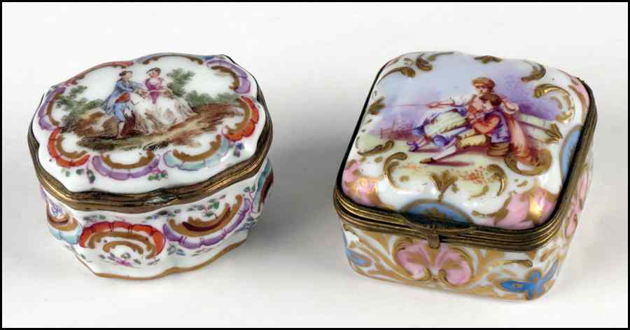 Appraisal: MEISSEN GILT AND PAINTED PORCELAIN BOX DEPICTING A COURTING COUPLE