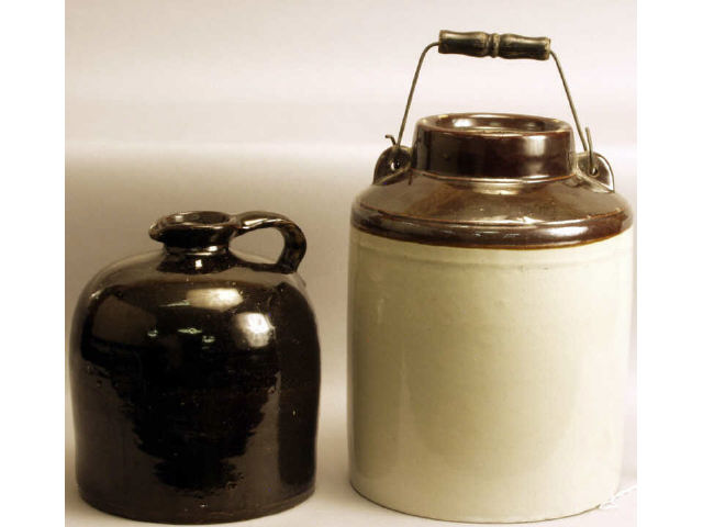 Appraisal: Collection of antique crock jugs the first has it's original