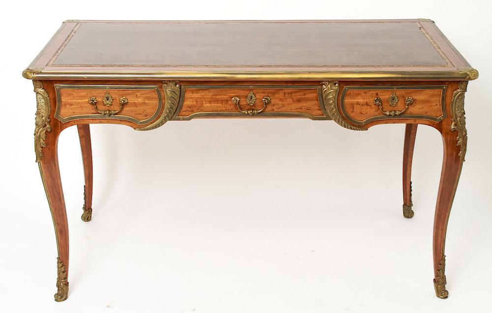 Appraisal: French Louis XV Style Bureau Plat Writing Desk French Louis