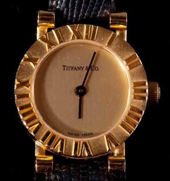 Appraisal: Lady's Gold ''Atlas'' Wristwatch Tiffany Co quartz movement designed as