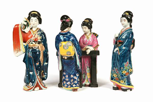 Appraisal: A group of five Kutani porcelain beauties including one now