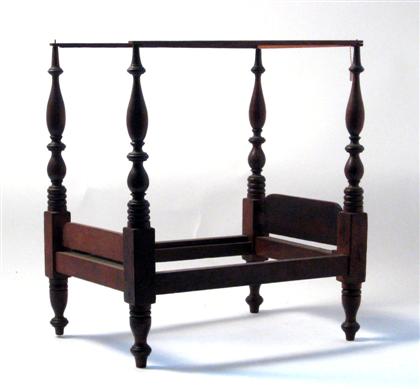 Appraisal: Miniature mahogany tester bed late th century With turned posts