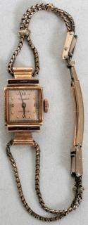 Appraisal: GRUEN GOLD WRIST WATCH W SIX RUBIES GOLD FILLEDBAND GRUEN