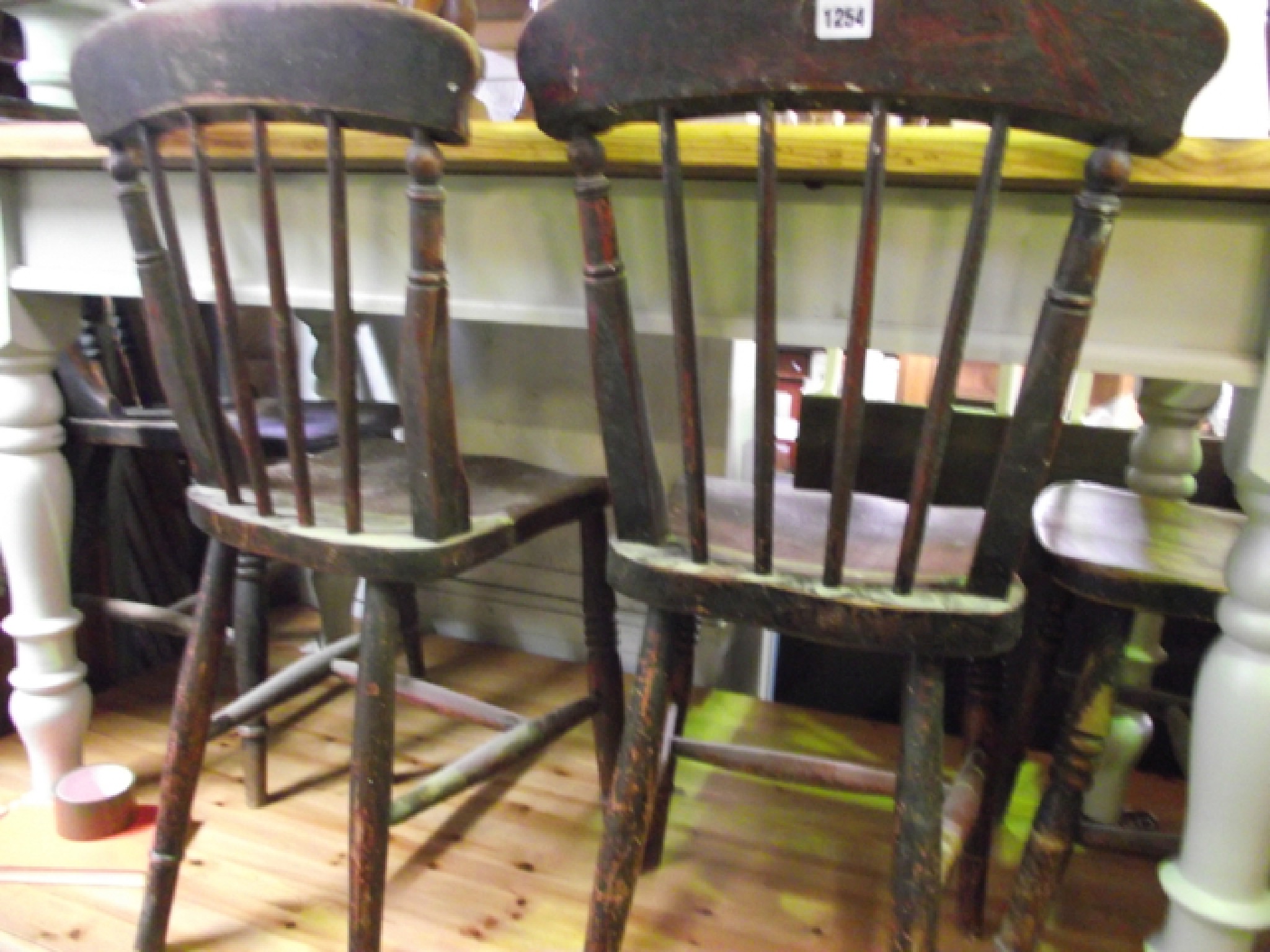 Appraisal: Nine various kitchen chairs including four Windsor stick back chairs