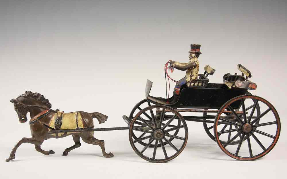 Appraisal: CAST IRON CARRIAGE TOY - Painted Cast Iron and Tin