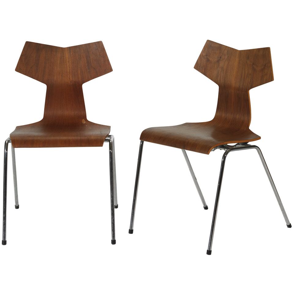 Appraisal: Set of Four Arne Jacobsen Style Plywood Grand Prix Chairs