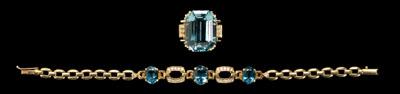 Appraisal: Blue Topaz diamond ring and bracelet kt yellow gold mount