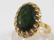 Appraisal: A yellow metal tests carat gold green tourmaline and diamond