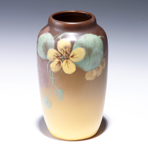 Appraisal: Rare WELLER Rochelle vase painted by Claude Leffler with pink