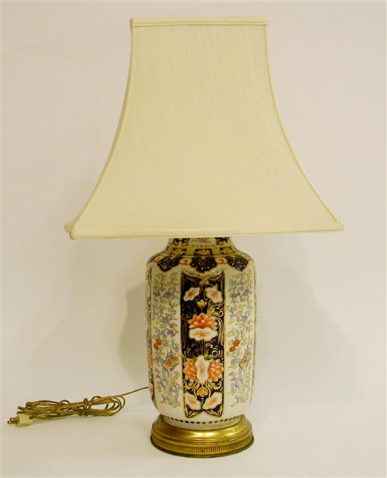 Appraisal: Imari style lamp with polychrome design gilt accents and fluted