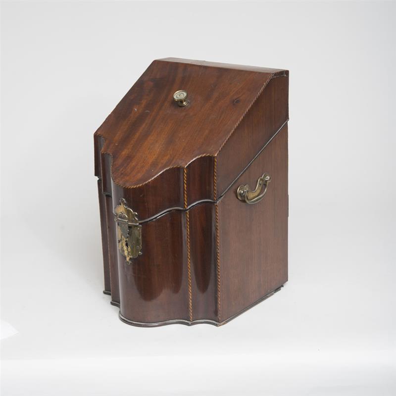 Appraisal: GEORGE III INLAID MAHOGANY KNIFE BOX With divided interior x