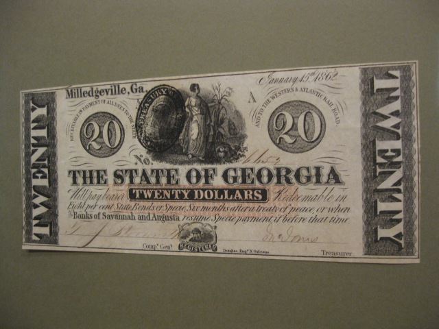 Appraisal: Georgia Confederate Civil War Note Milledgeville an excellent example