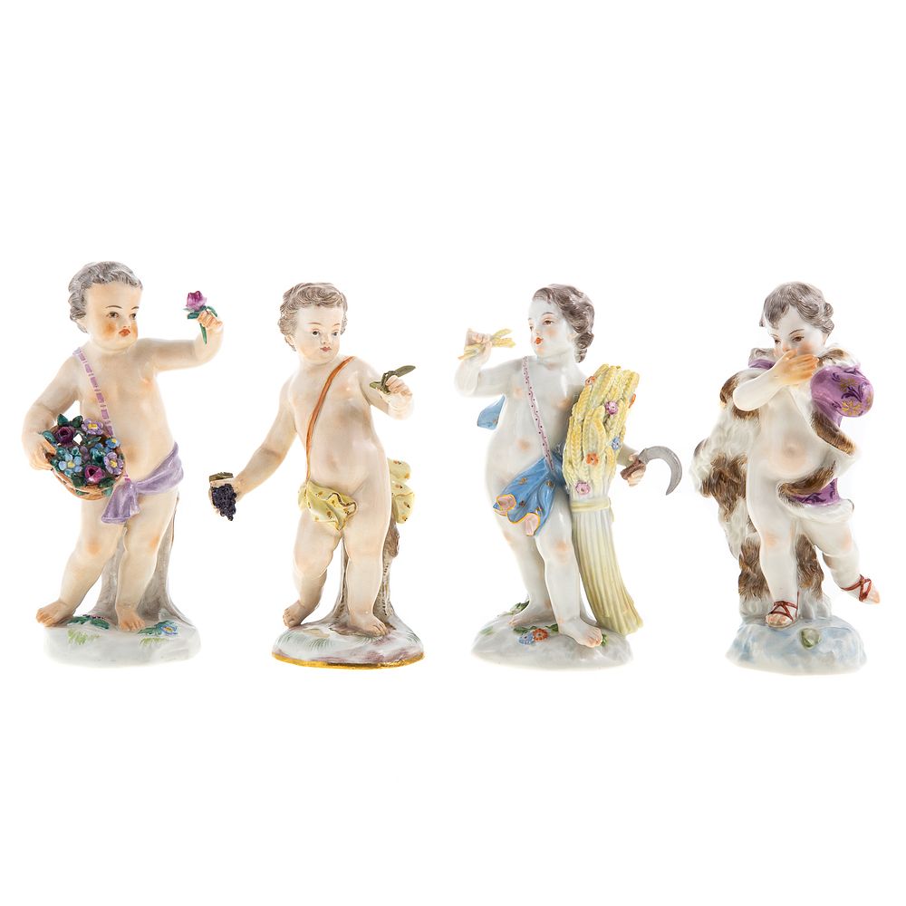 Appraisal: Meissen Porcelain Four Seasons Figures Each figure of putto with