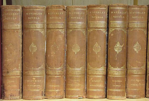 Appraisal: A set of thirteen English leather bound books 'Waverly Novels'