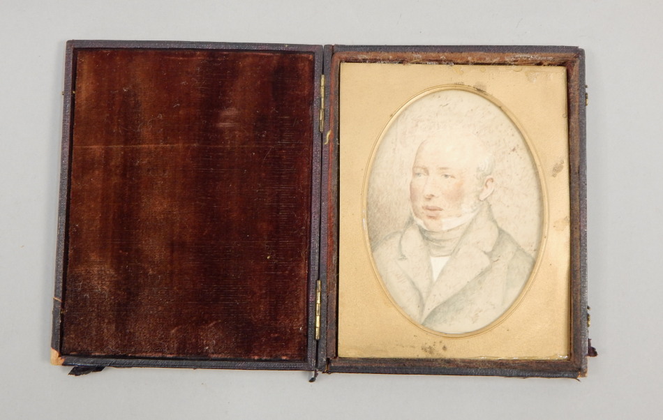 Appraisal: Early thC School Portrait miniature with gentleman watercolour oval image