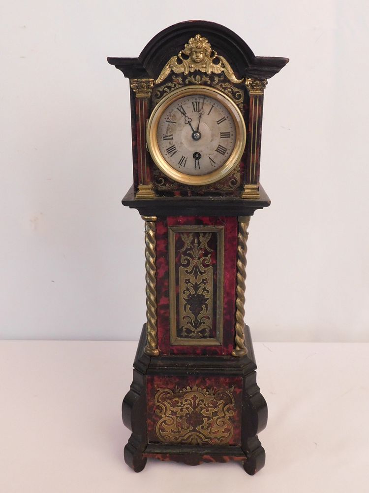 Appraisal: FRENCH BOULLE MINI TALL CLOCK Antique French boulle miniature tall