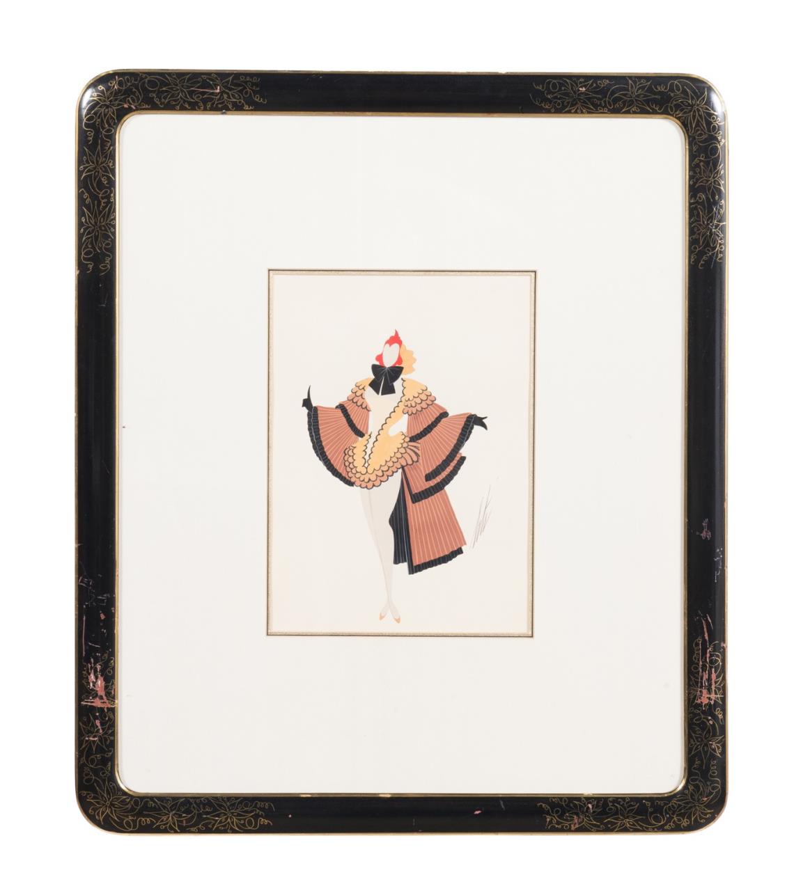 Appraisal: ERTE LA POULE FIGURAL GOUACHE ON PAPER Romain de Tirtoff