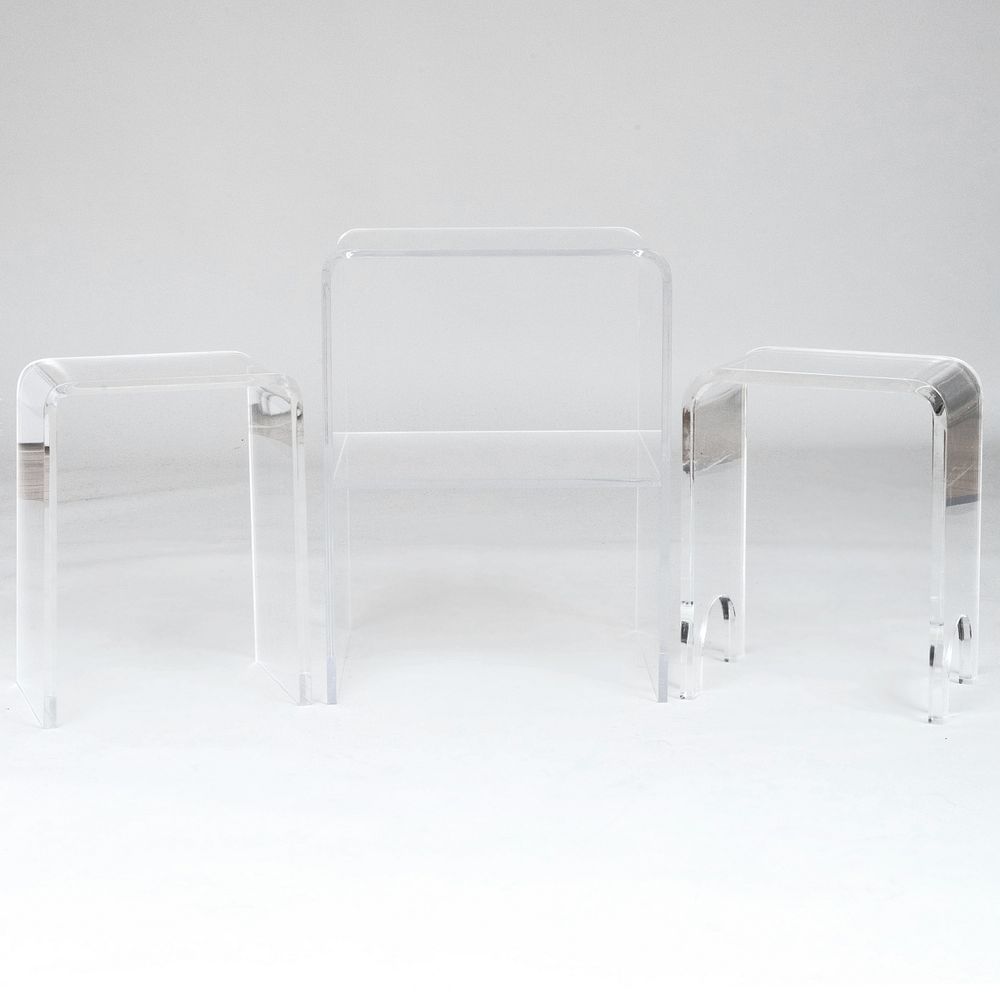 Appraisal: Two Millicent Zahn Small Lucite Telephone Tables on Casters With