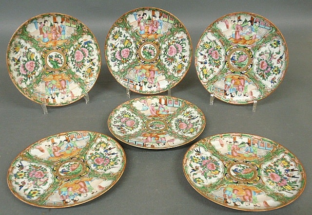 Appraisal: - Set of six Rose Medallion plates c dia -