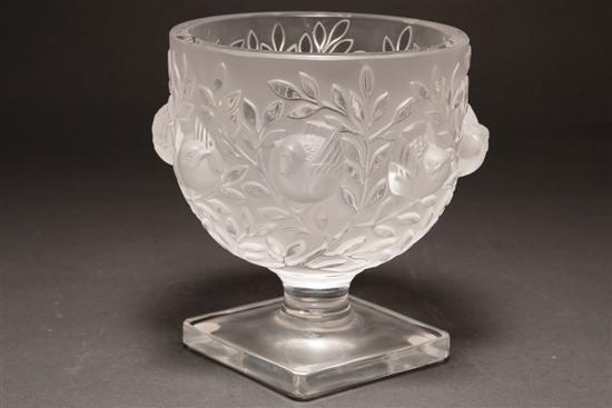 Appraisal: Lalique Elizabeth crystal vase frosted molded glass clear square base