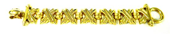 Appraisal: JEWELRY X Designed link bracelet stamped and tested K yellow