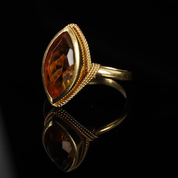 Appraisal: Vintage Modern K Yellow Gold Wrapped Marquise Citrine designer estate