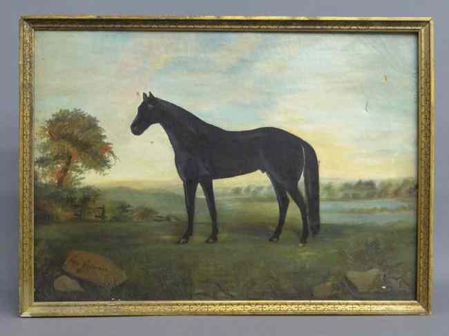 Appraisal: th c oil on canvas horse signed ''Phil Sheriden'' Site