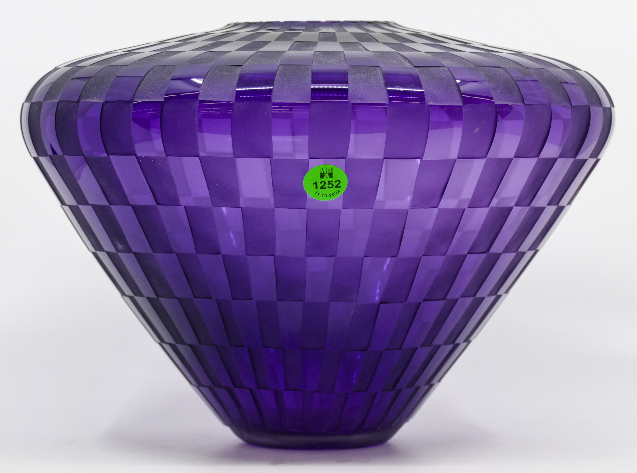 Appraisal: Dan Bergsma Amethyst Acid Cut Glass Vase ''