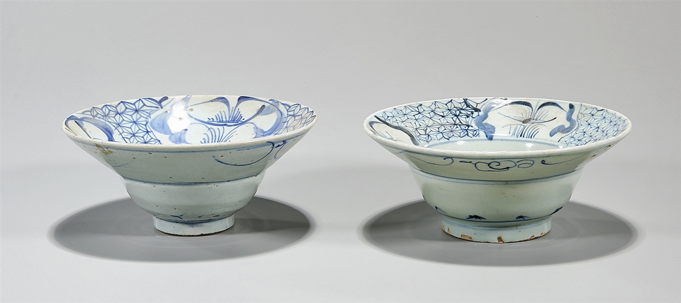 Appraisal: Two antique Chinese blue and white porcelain bowls each with