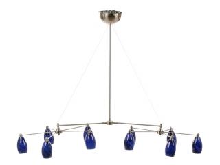 Appraisal: Contemporary Blue Glass A contemporary chrome satin nickel ten light