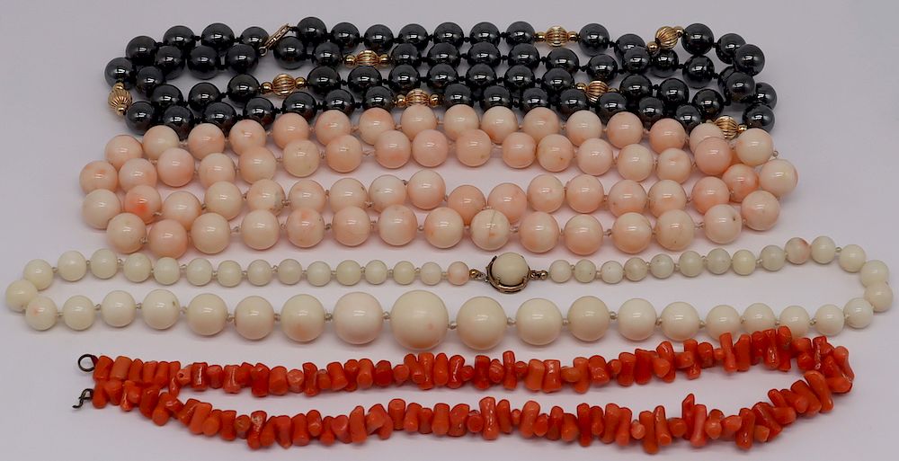 Appraisal: JEWELRY Assorted Beaded Necklaces Inc Coral Includes a single strand