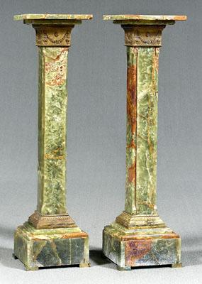 Appraisal: Pair bronze mounted onyx pedestals each with rotating square top