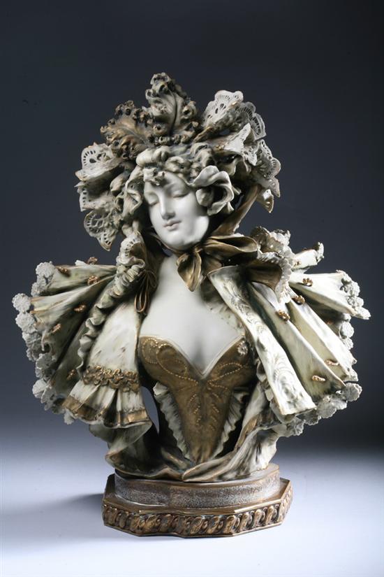 Appraisal: CONTINENTAL PORCELAIN BUST OF A WOMAN Circa Possibly Royal Dux