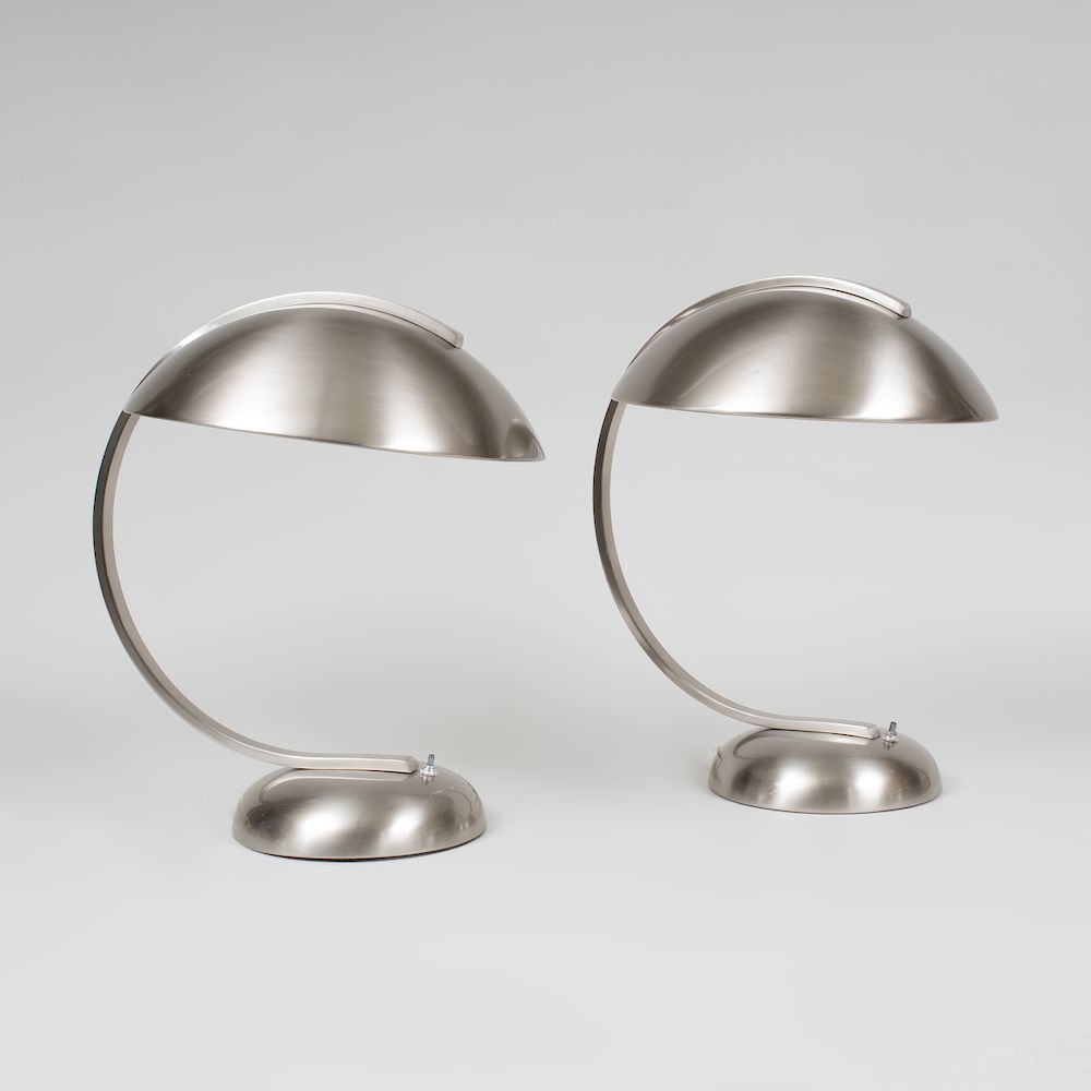 Appraisal: Two Brushed Aluminum Table Lamps of Recent Manufacture x in