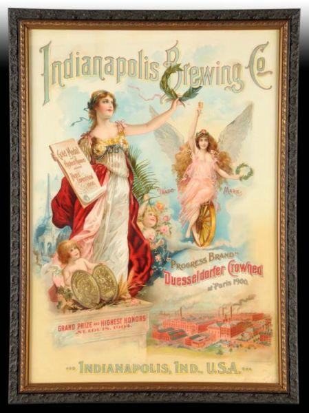 Appraisal: Indianapolis Brewing Co Paper Poster Description Circa Framed under glass