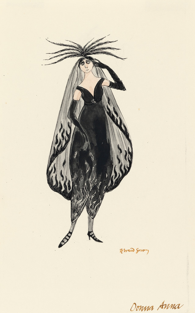 Appraisal: EDWARD GOREY Donna Anna Costumed character illustration for the Peter