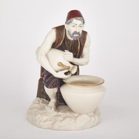 Appraisal: Royal Worcester Figure of a Kneeling Eastern Water Carrier tiny