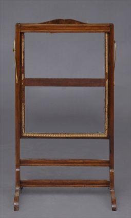 Appraisal: LOUIS XVI GILT-METAL-MOUNTED INLAID KINGWOOD AND WALNUT FIRESCREEN FRAME The