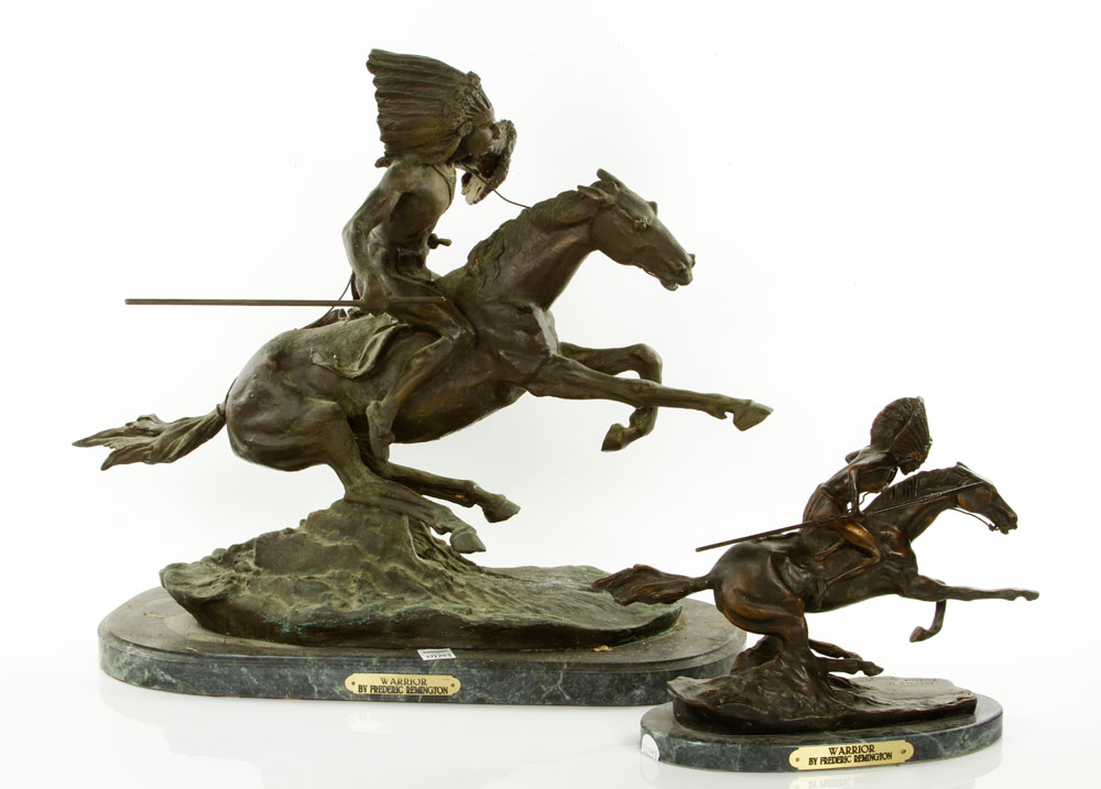 Appraisal: - Remington Warrior Bronze Sculpture Frederic Remington American - Warrior