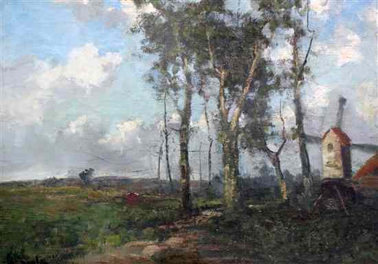 Appraisal: George A Boyle - oil on board Landscape with trees