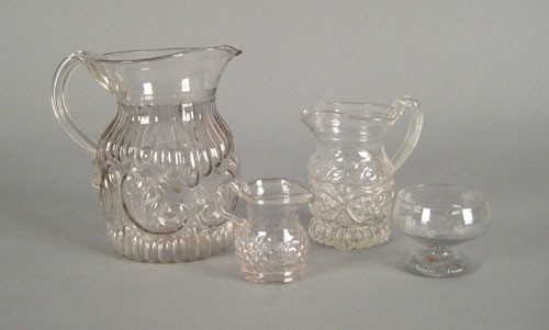 Appraisal: Four colorless blown glass three-mold articles th c including a